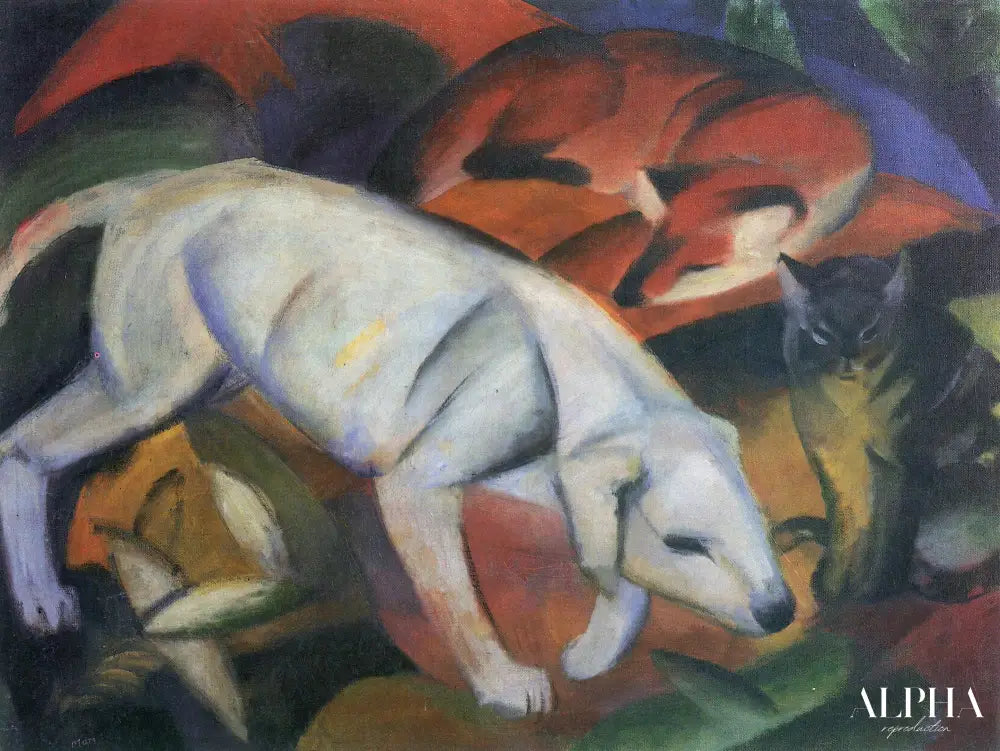 Trois animaux (chien, renard et chat) - Franz Marc - Reproductions de tableaux et peintures haut de gamme