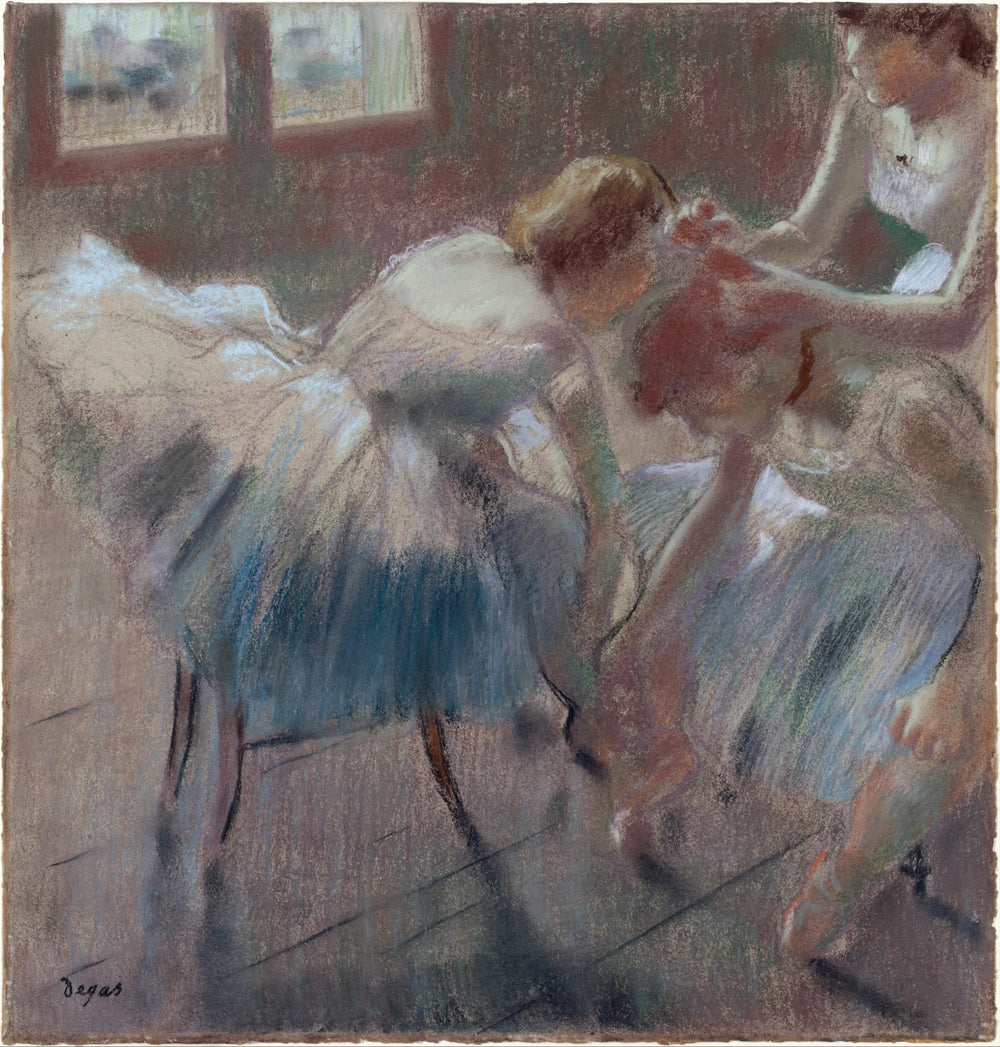 Trois danseurs se préparent pour le cours - Edgar Degas image 1 reproduction d’œuvre d’art à l’huile