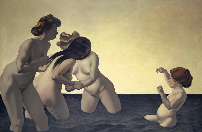 水遊びをする三人の女性と小さな女の子 - フェリックス・ヴァロトン

Source:
Trois femmes et une petite fille jouant dans l'eau - Félix Vallotton