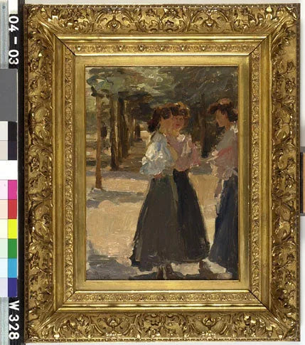 通りの上の三人の女性 - アイザック・イスラエルズ