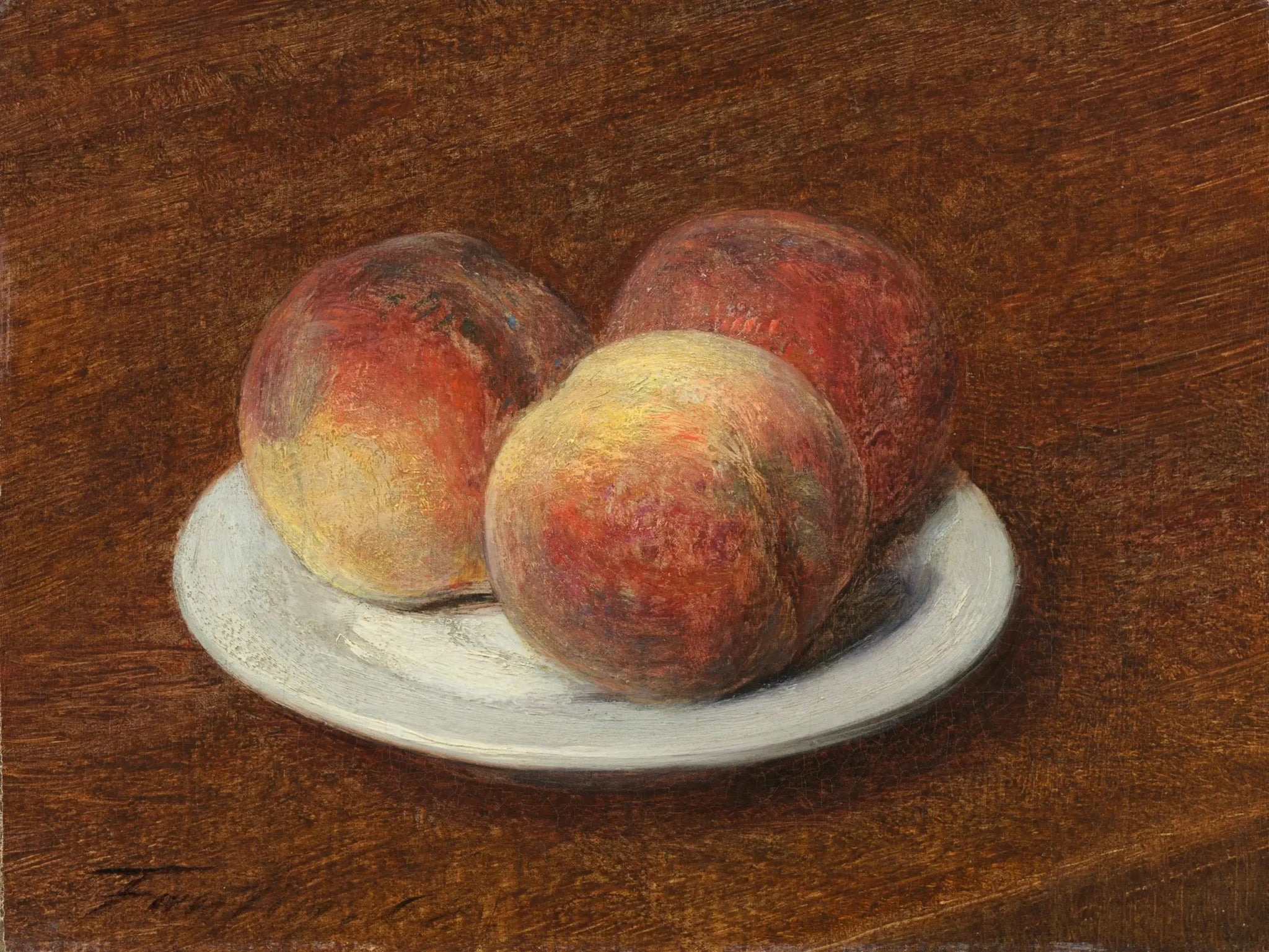 Trois pêches dans une assiette - Henri Fantin-Latour image 1 copie peinte à la main à l’huile
