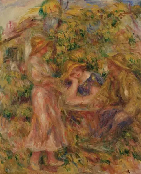 Trois personnages dans un paysage - Pierre-Auguste Renoir image 1 tableau peint à l’huile sur toile