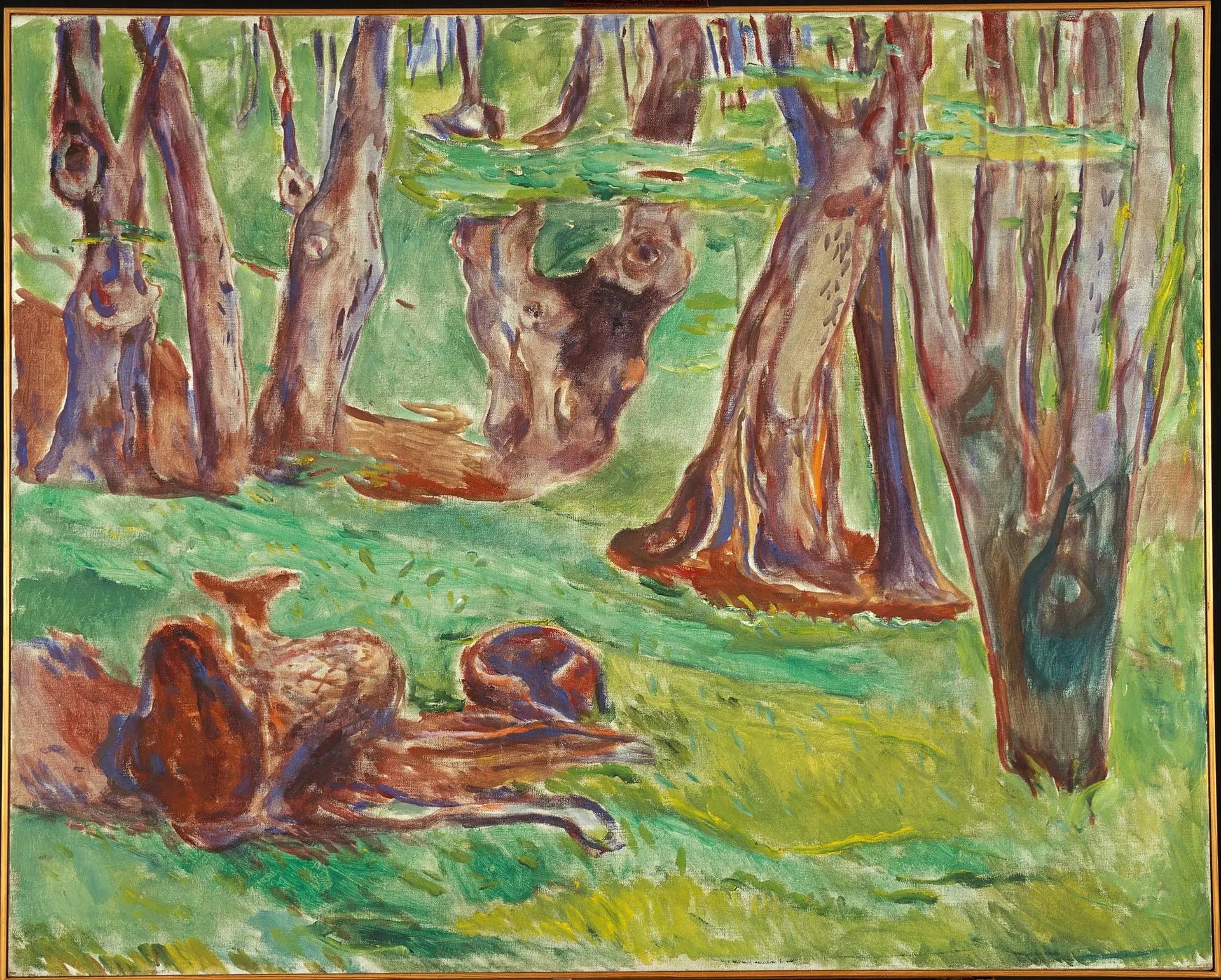 Troncs d'arbres rugueux en été - Edvard Munch image 1 reproduction artisanale de tableau