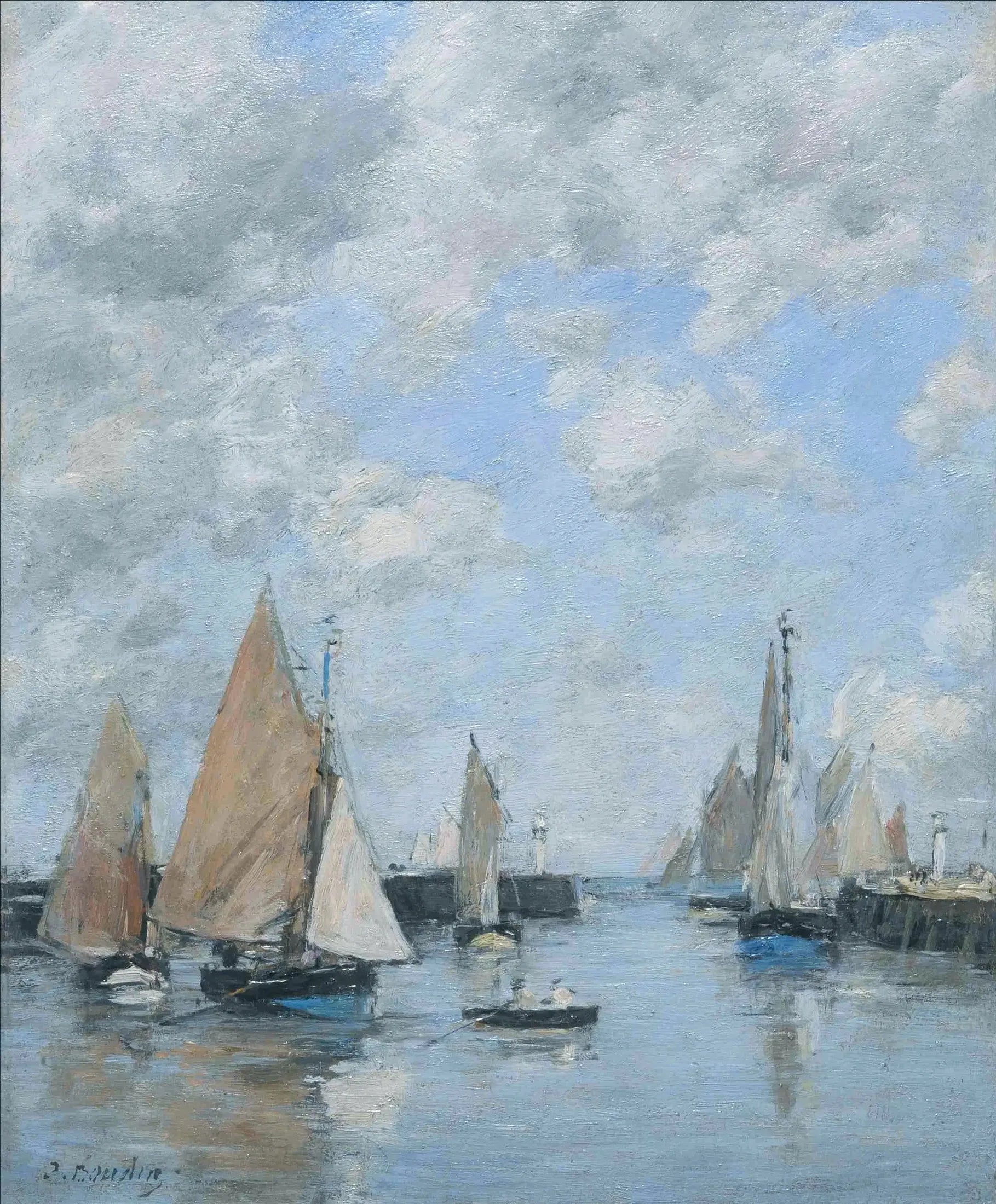 Trouville, la jetée à marée haute - Eugène Boudin image 1 reproduction artisanale de tableau