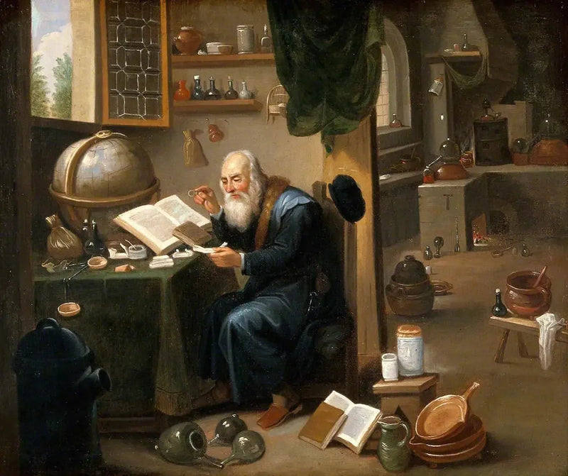 錬金術師が彼の実験室にいる。 - デイヴィッド・テニエール・ル・ジュヌ

Source:
Un alchimiste dans son laboratoire. - David Teniers le Jeune