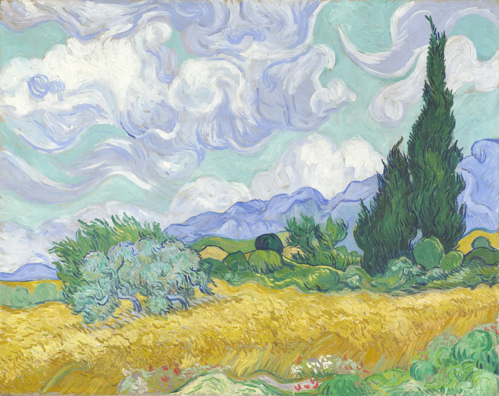 Un champ de blé avec des cyprès - Vincent van Gogh image 1 reproduction d’œuvre d’art à l’huile