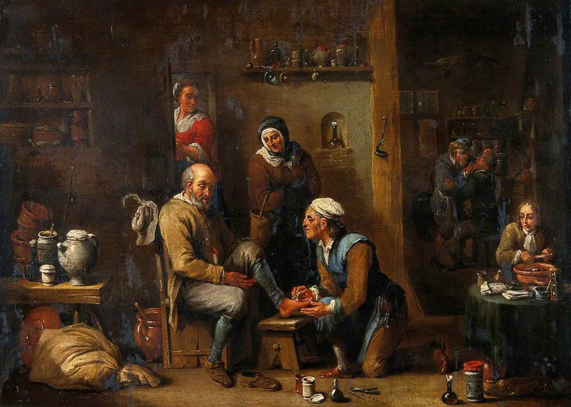 男性の足を治療する外科医 - デイヴィッド・テニエール・ル・ジュヌ

Source:
Un chirurgien soignant le pied d'un homme - David Teniers le Jeune