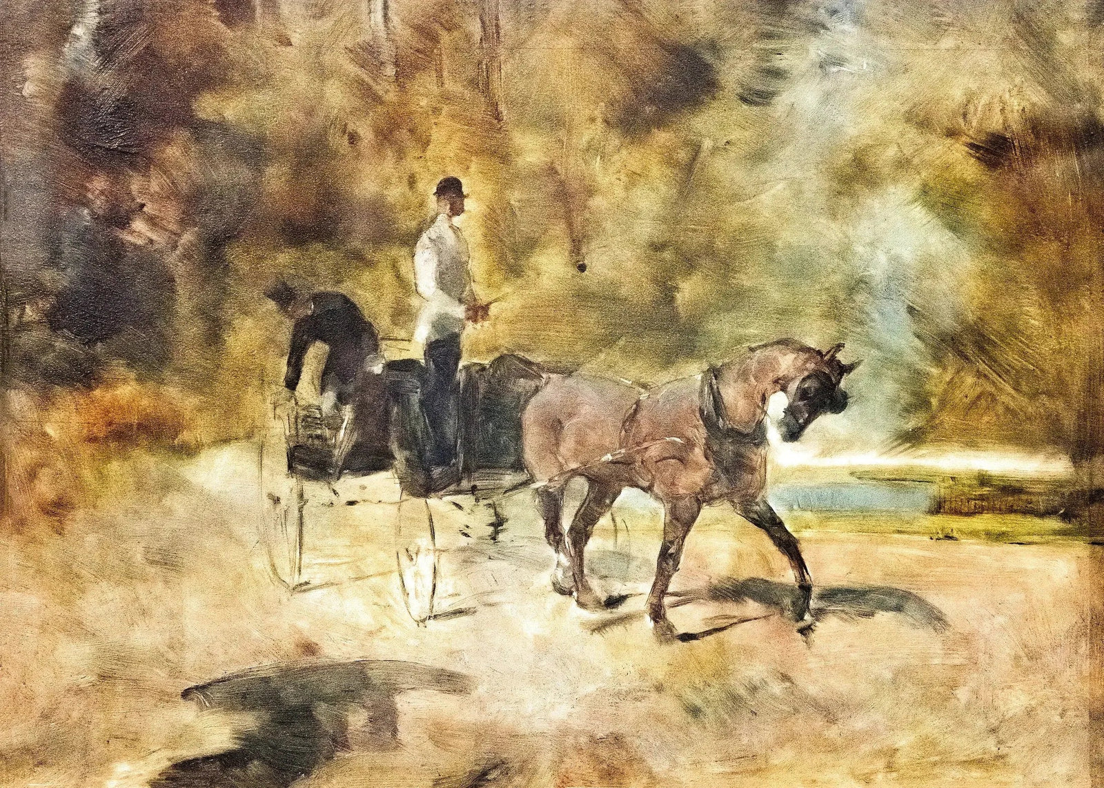 Un dog-cart - Henri de Toulouse-Lautrec image 1 reproduction de peinture à l’huile