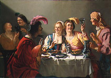 Un festin de mariage - Gerrit van Honthorst image 1 tableau peint à l’huile sur toile