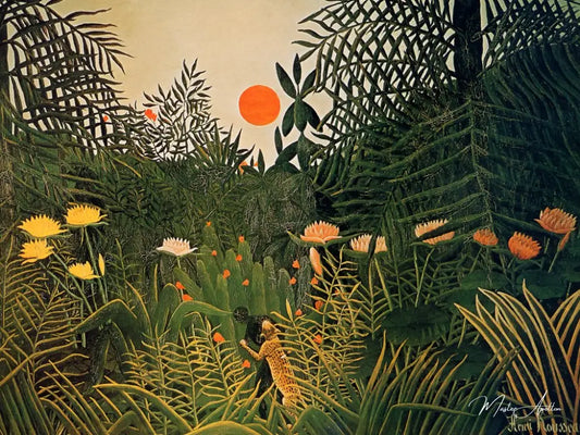 Un homme noir attaqué par un jaguar - Henri Rousseau - Reproductions de tableaux et peintures haut de gamme