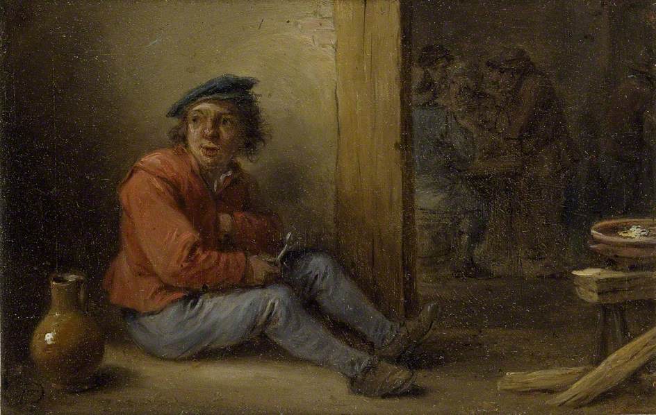 Un jeune paysan assis dans un intérieur - David Teniers le Jeune - Alpha Reproduction