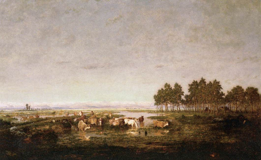 Un marais dans les landes - Théodore Rousseau image 1 tableau peint à l’huile sur toile