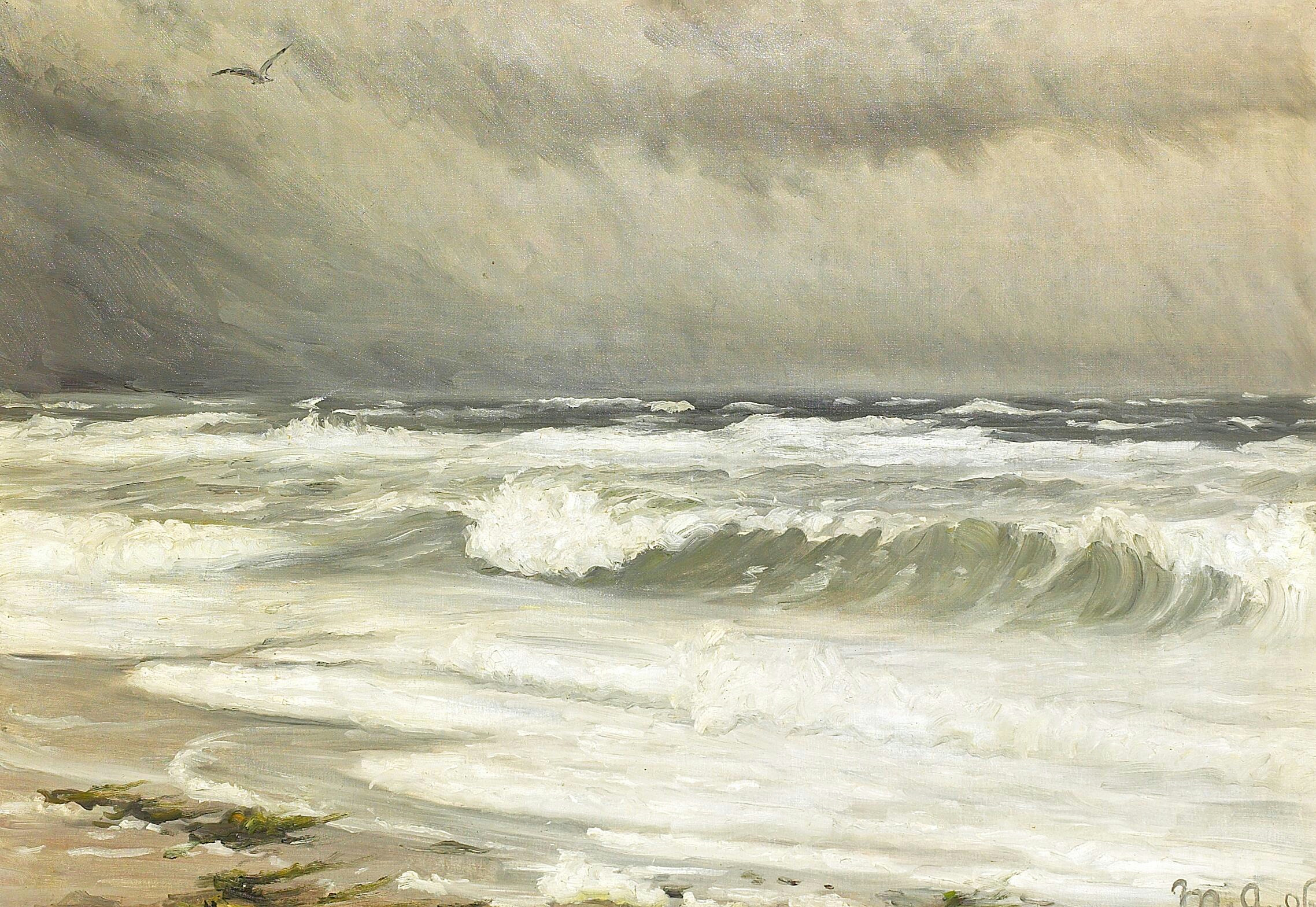 Un paysage côtier à Skagen. - Michael Peter Ancher image 1 copie peinte à la main à l’huile
