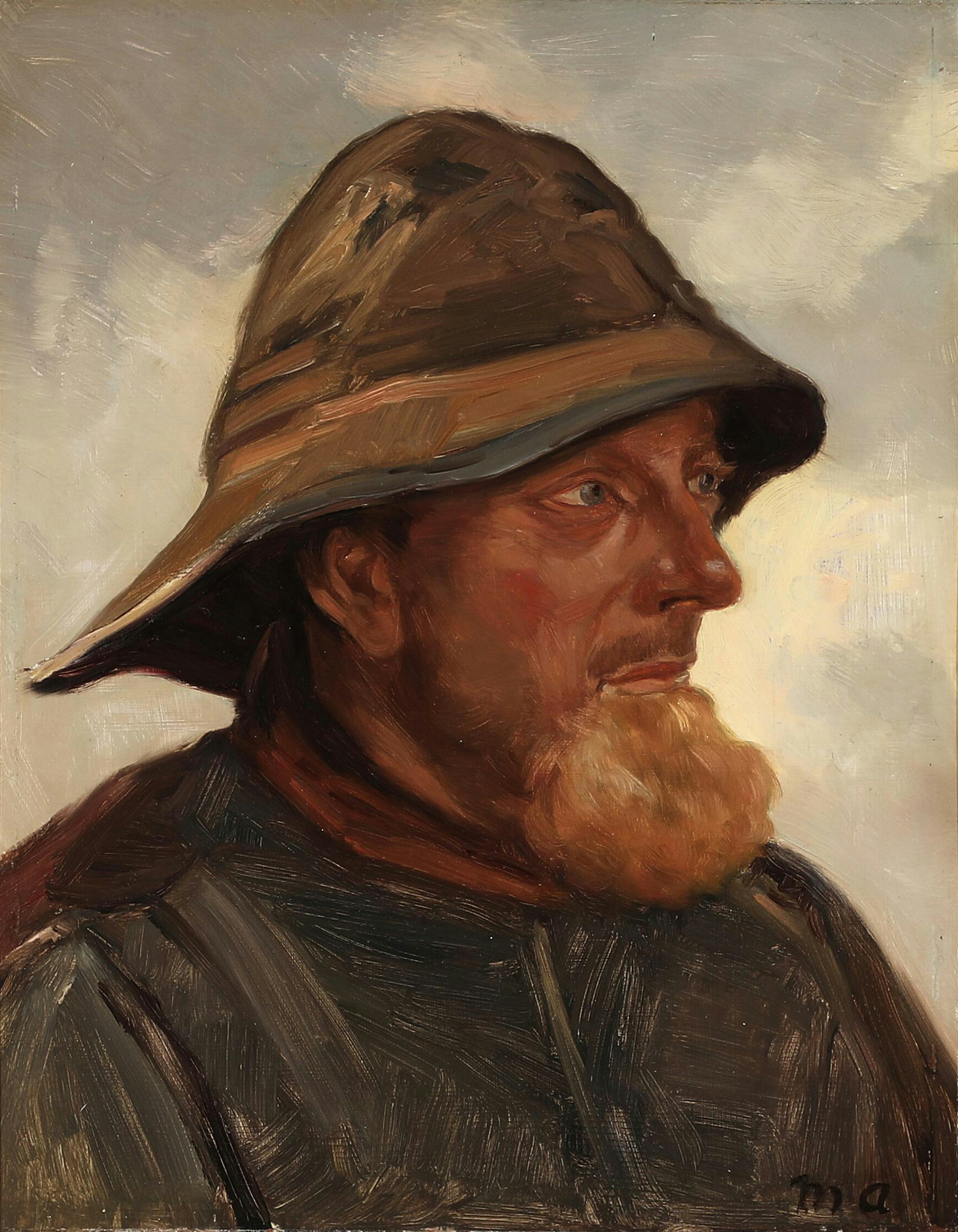 Un pêcheur de Skagen. 37 x 29 cm. - Michael Peter Ancher image 1 reproduction artisanale de tableau