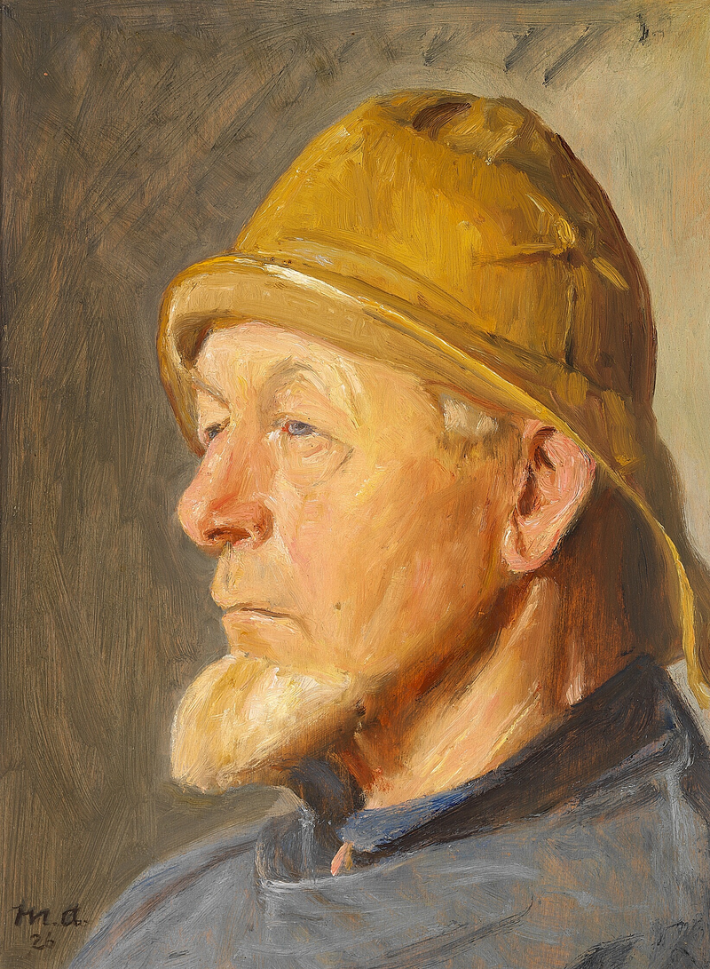 Un pêcheur de Skagen portant un ciré. - Michael Peter Ancher