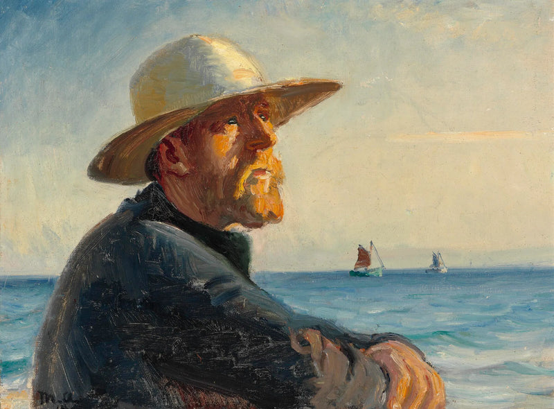 Un pêcheur de Skagen se tient au soleil sur la plage. - Michael Peter Ancher