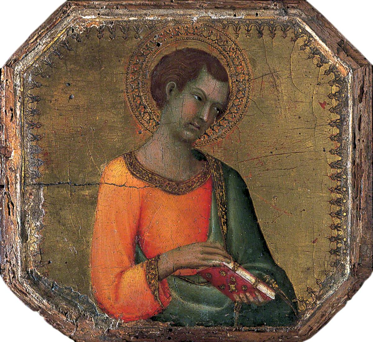 Un saint tenant un livre - Simone Martini image 1 copie de tableau peinte à la main
