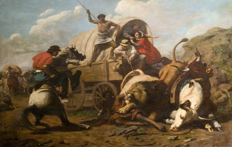 ライオンに襲われた牛の一団 - エドウィン・ヘンリー・ランジア

Source:
Un train de bœufs attaqué par un lion - Edwin Henry Landseer