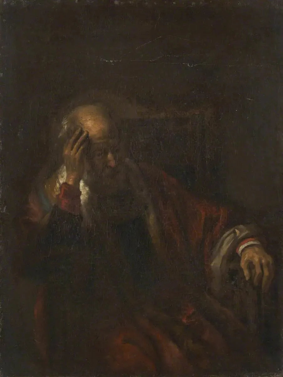 Un vieil homme dans un fauteuil - Rembrandt image 1 reproduction artisanale de tableau