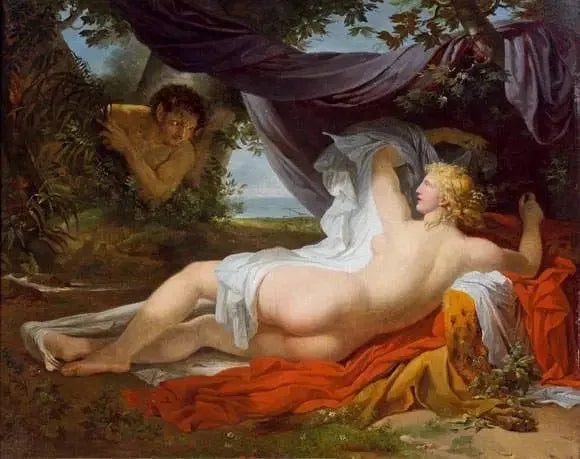 若いファウヌに目覚めたバッカス女神 - シャルル・メニエール

Source:
Une Bacchante éveillée par un jeune faune - Charles Meynier