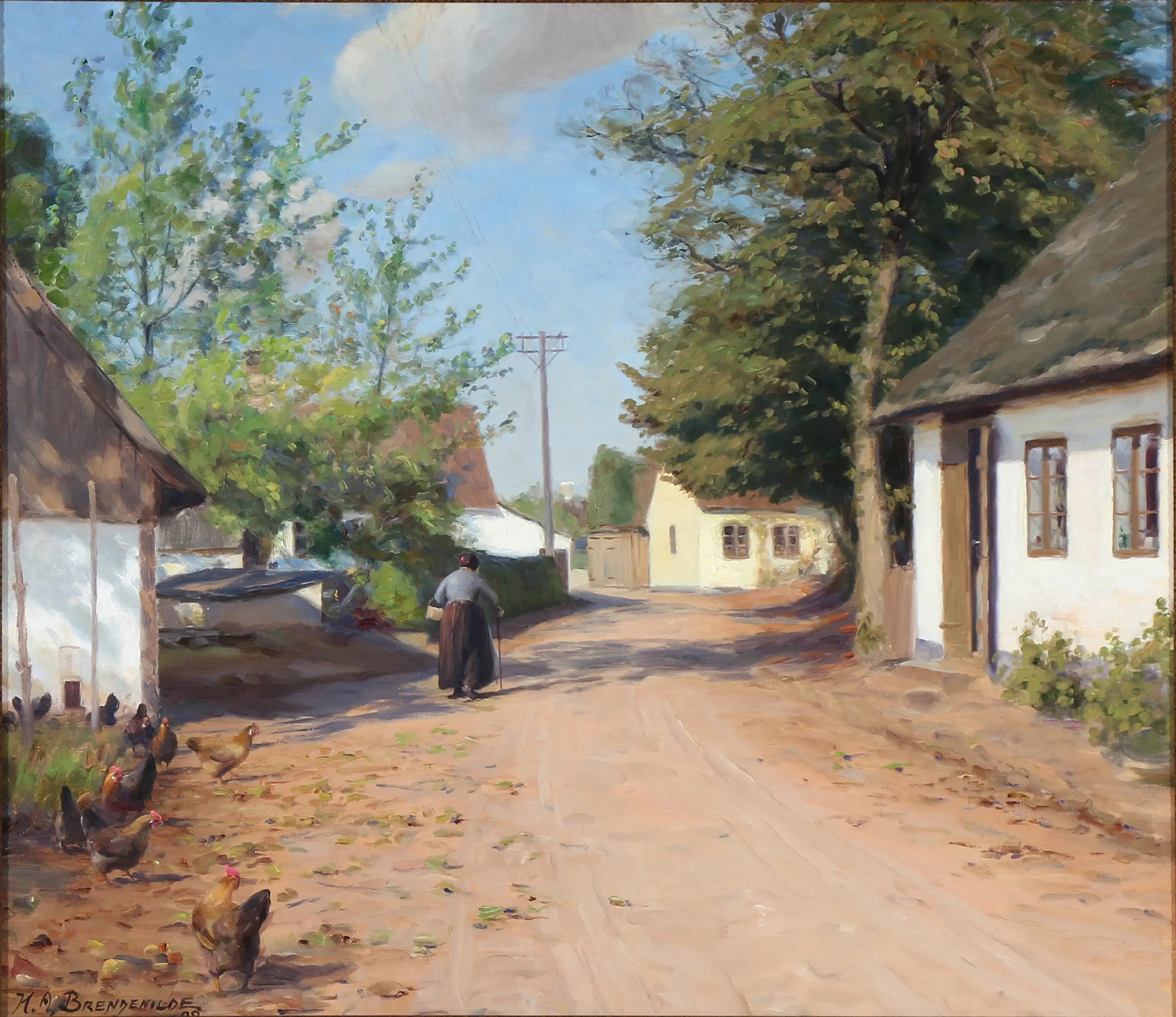 Une femme âgée dans la rue d’un village - H. A. Brendekilde - Alpha Reproduction