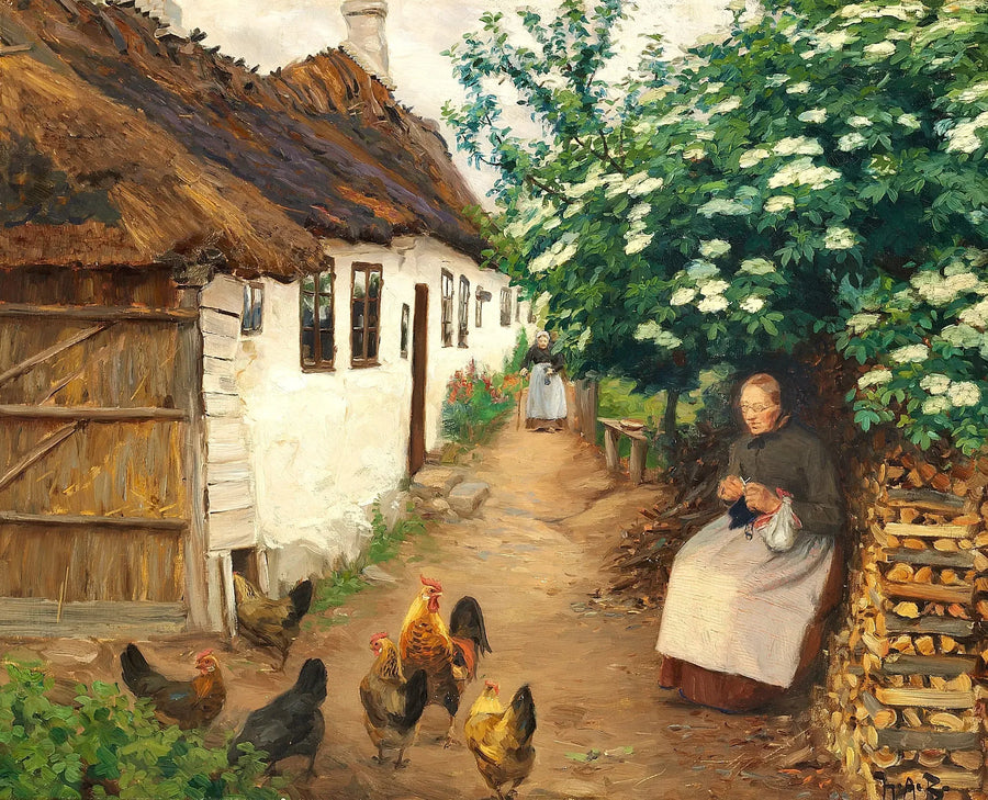 女性が古い家のそばで編み物をしています

Source:
Une femme tricote près d'une vieille maison. - H. A. Brendekilde
