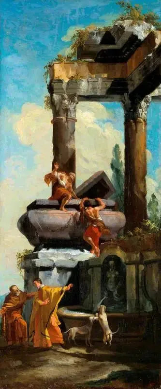 ジョバンニ・パオロ・パニーニによる古典的な遺跡のある噴水

Source:
Une fontaine avec des ruines classiques - Giovanni Paolo Panini