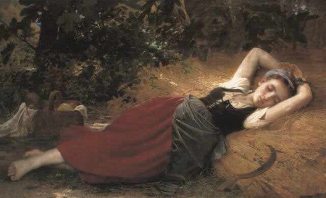 Une jeune paysanne endormie - Léon Perrault