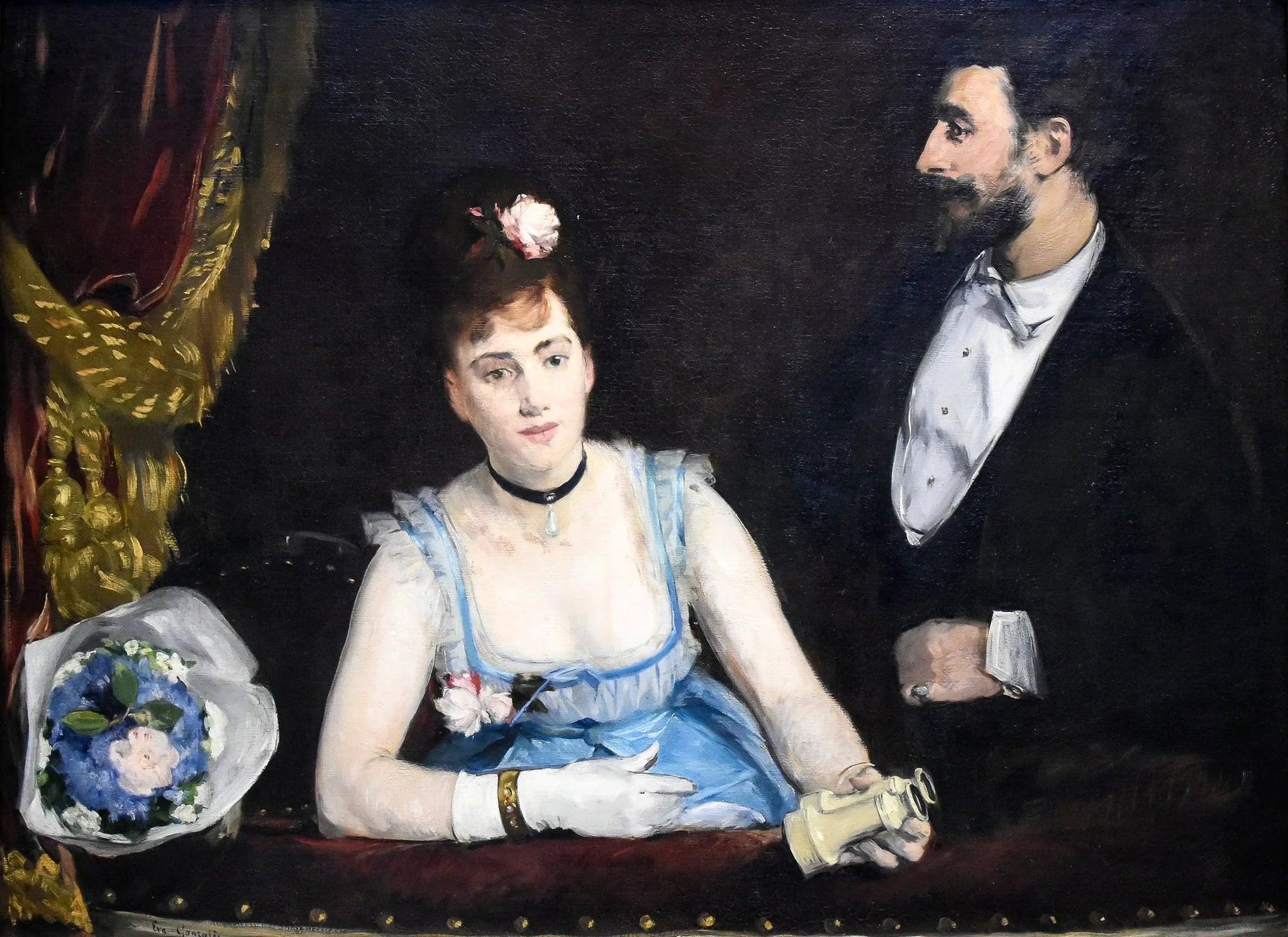 Une loge aux Italiens - Eva Gonzalès image 1 tableau peint à l’huile sur toile