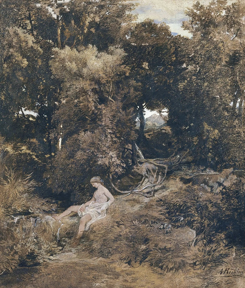 泉の妖精（パン、妖精を追いかけて） - アルノルト・ベックリン

Source:
Une nymphe à la fontaine (Pan, À la poursuite d'une nymphe) - Arnold Böcklin