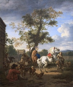 Une partie de chasse dans le parc d'une maison de campagne - Adriaen van de Velde