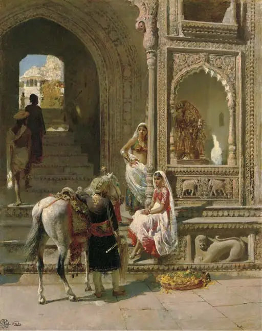 マトゥラーの寺院入口での会合 - エドウィン・ロード・ウィークス

Source:
Une réunion à l'entrée d'un temple à Mathura - Edwin Lord Weeks