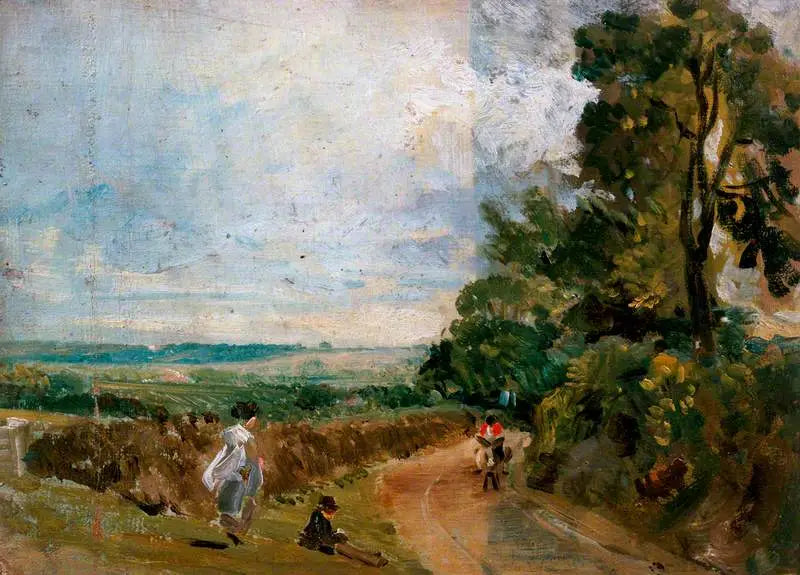 木々と人物がいる田舎道（表面） - ジョン・コンスタブル

Source:
Une route de campagne avec des arbres et des personnages (recto) - John Constable