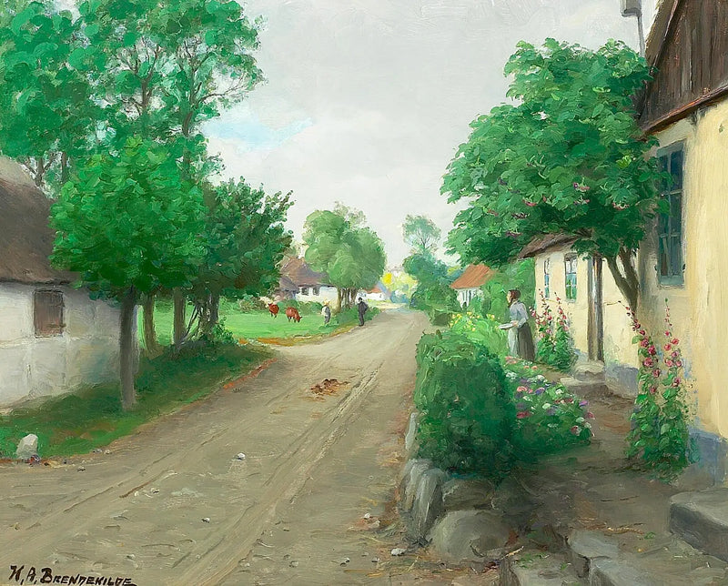 村の道と人々、牛、そして咲き誇るヒマワリ - H. A. Brendekilde

Source:
Une route de village avec des gens, des vaches et des roses trémières en fleurs. - H. A. Brendekilde