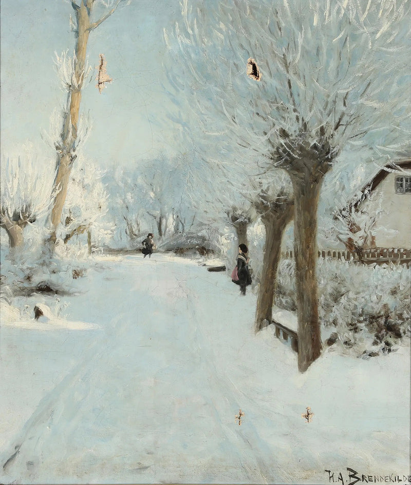 日差しのある雪の道と二人の子供たち。 - H. A. Brendekilde

Source:
Une route ensoleillée et enneigée avec deux enfants. - H. A. Brendekilde