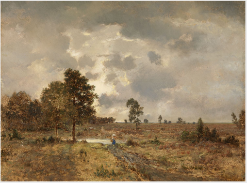 Une scène champêtre avec un enfant - Théodore Rousseau image 1 copie peinte à la main à l’huile
