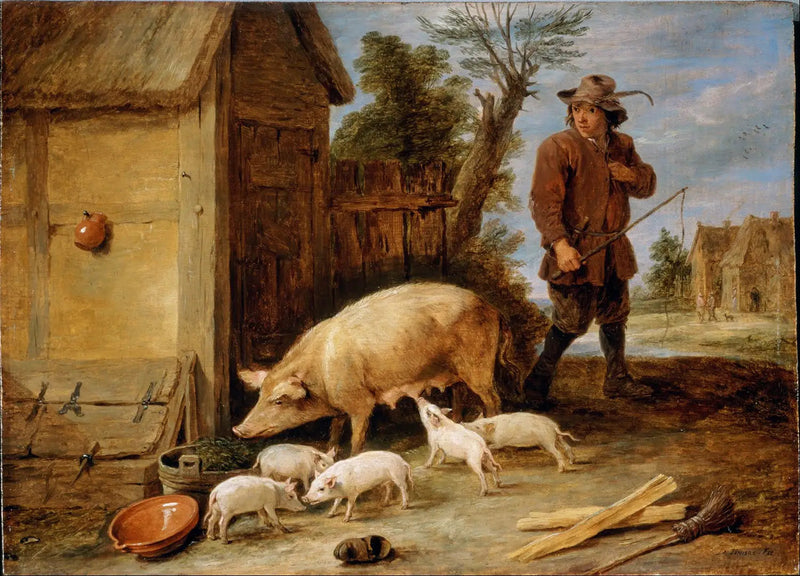 雌豚とその子豚の群れ - デイヴィッド・テニエール・ル・ジュヌ

Source:
Une truie et sa portée - David Teniers le Jeune