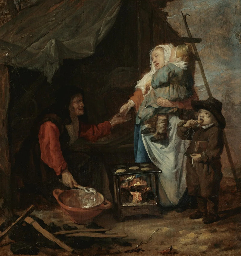 Une vieille dame qui fait des crêpes - Gabriel Metsu