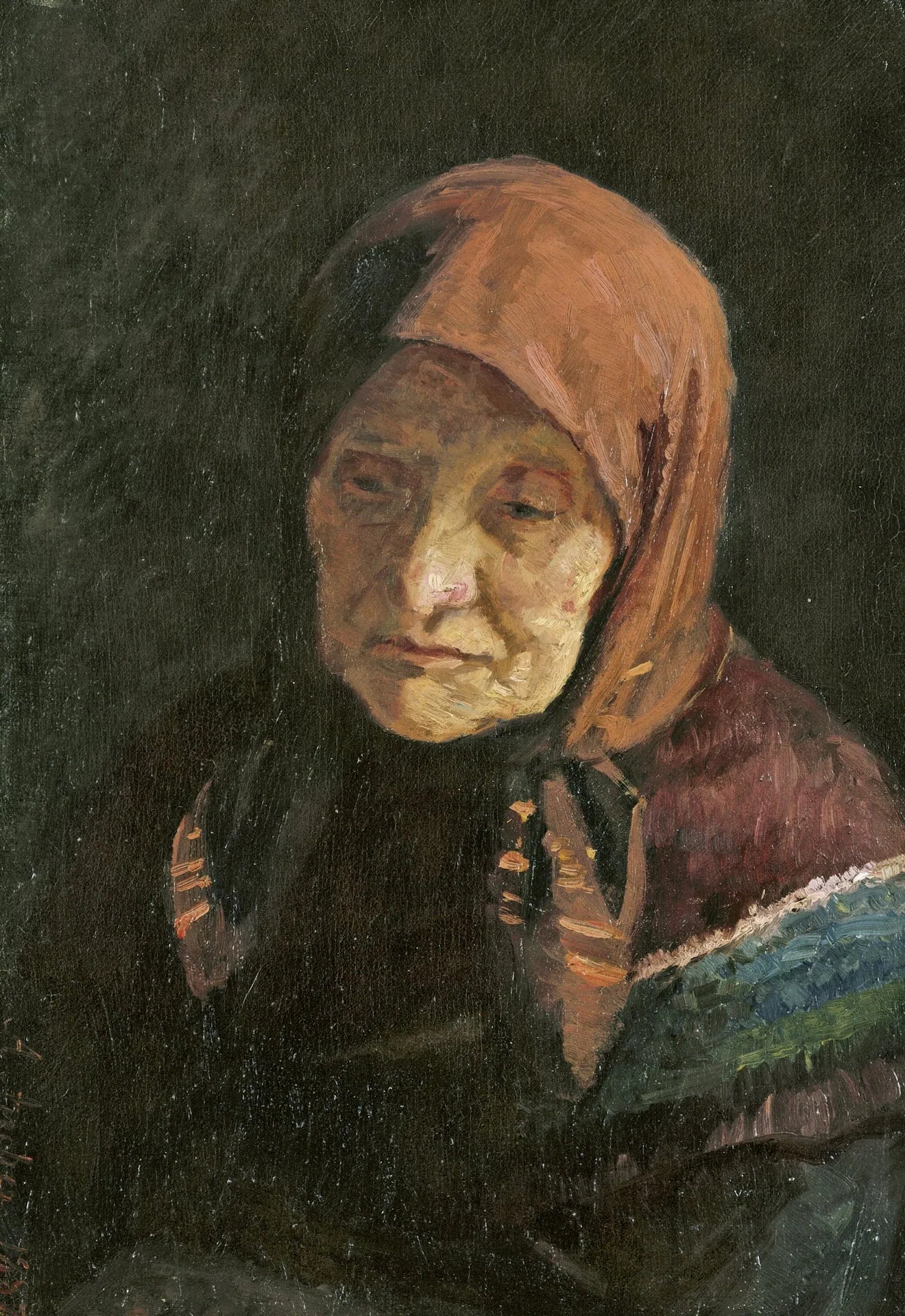 Une vieille femme de pêcheur - Anna Ancher image 1 copie peinte à la main à l’huile