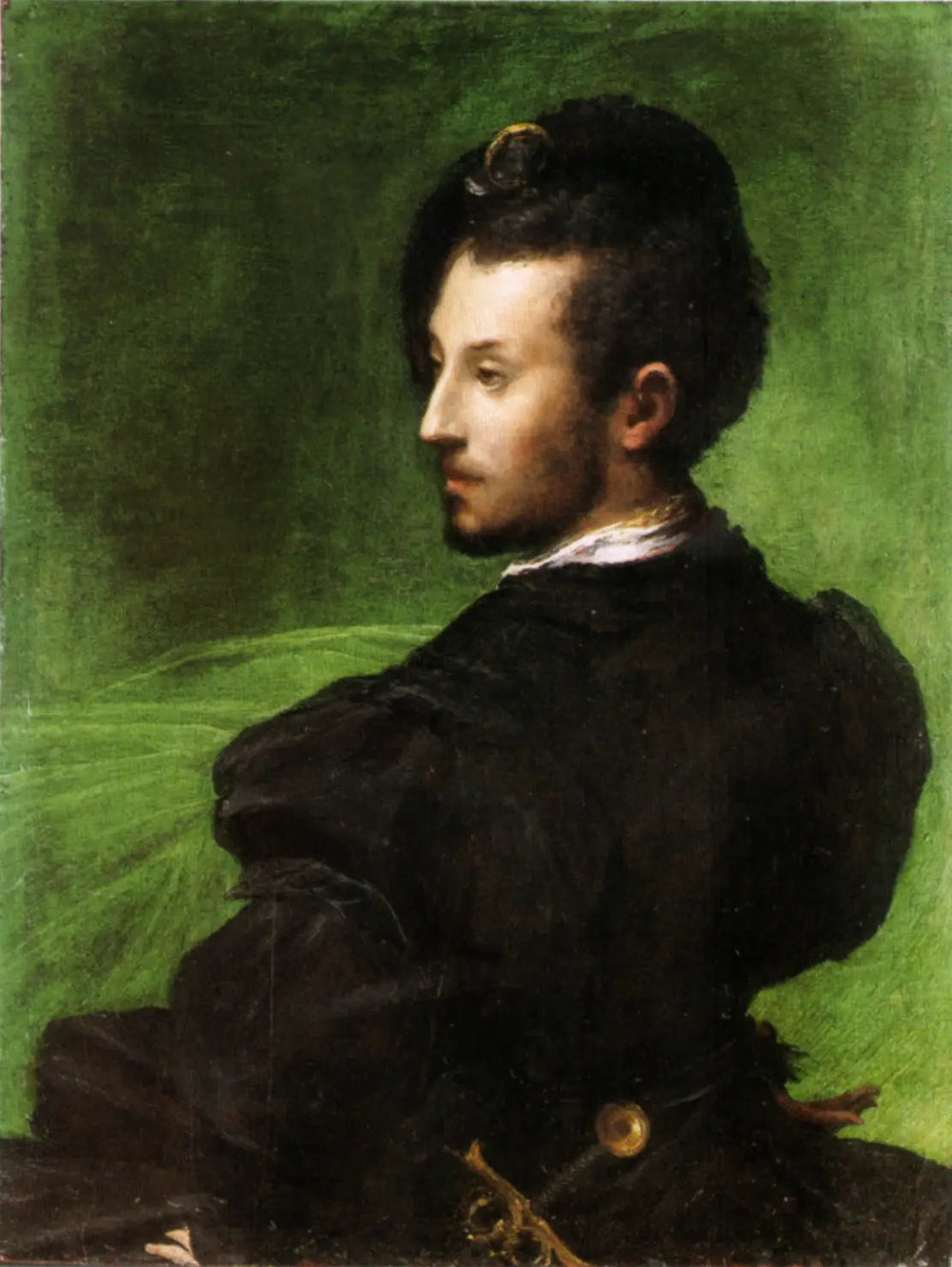 Uomo su sfondo verde - Parmigianino image 1 reproduction de peinture à l’huile