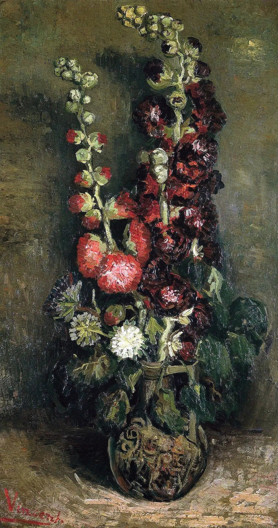 ホリホックの花瓶 - ヴィンセント・ヴァン・ゴッホ