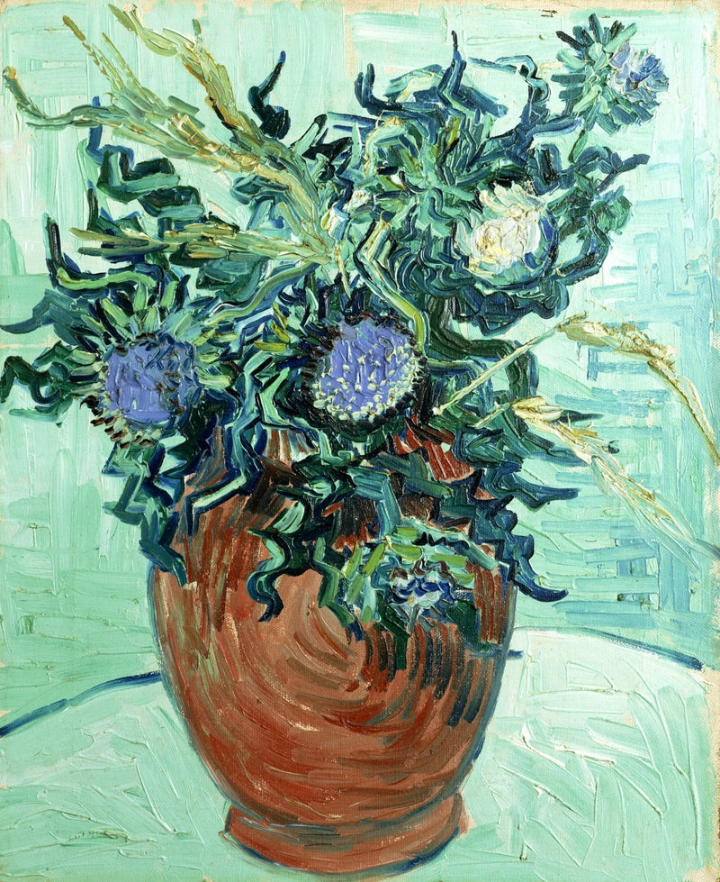 花とアザミの花瓶 - Vincent van Gogh