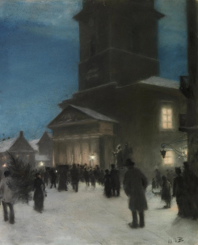 コペンハーゲンのノートダム教会（Vor Frue Kirke）前のクリスマスイブ - H. A. Brendekilde

Source:
Veille de Noël devant l'église Notre-Dame (Vor Frue Kirke) à Copenhague. - H. A. Brendekilde