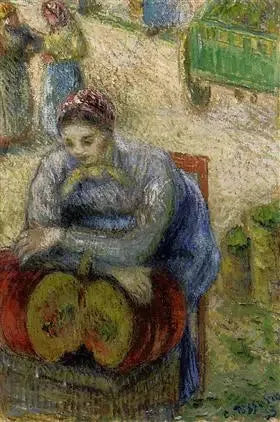 Vendeuse de citrouilles au marché - Camille Pissarro image 1 copie peinte à la main à l’huile