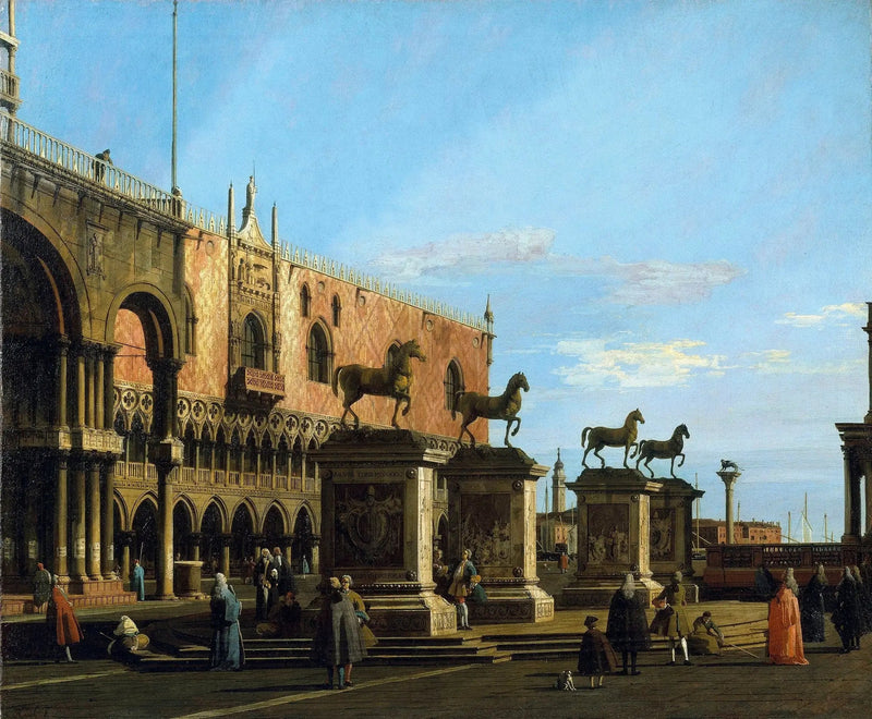 ヴェネツィア：ピアッツェッタのカプリッチョとサンマルコの馬 - カナレット

Source:
Venise : capriccio de la Piazzetta avec les chevaux de Saint-Marc - Canaletto