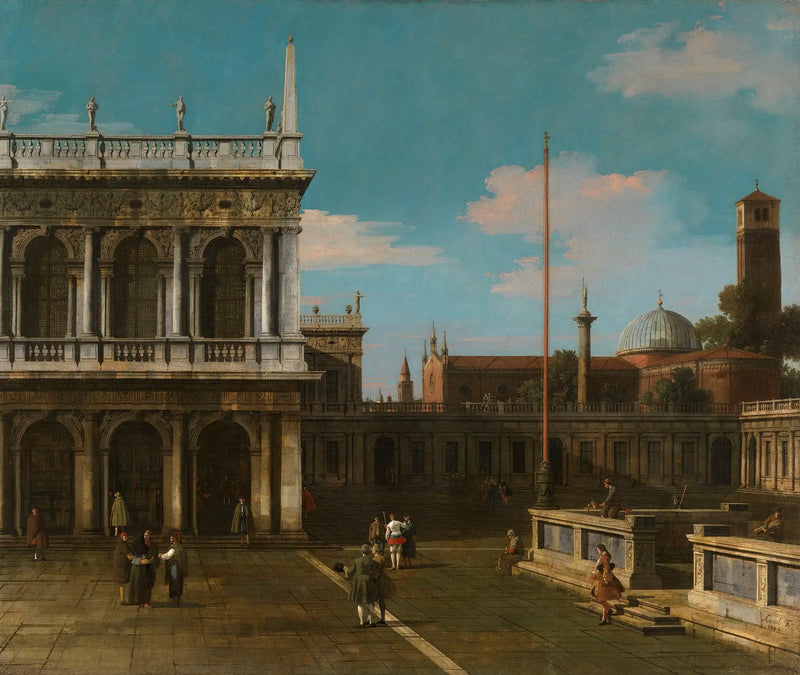 ヴェネツィア：ピアッツェッタの風刺画と図書館 - カナレット

Source:
Venise : capriccio de la Piazzetta avec la Libreria - Canaletto
