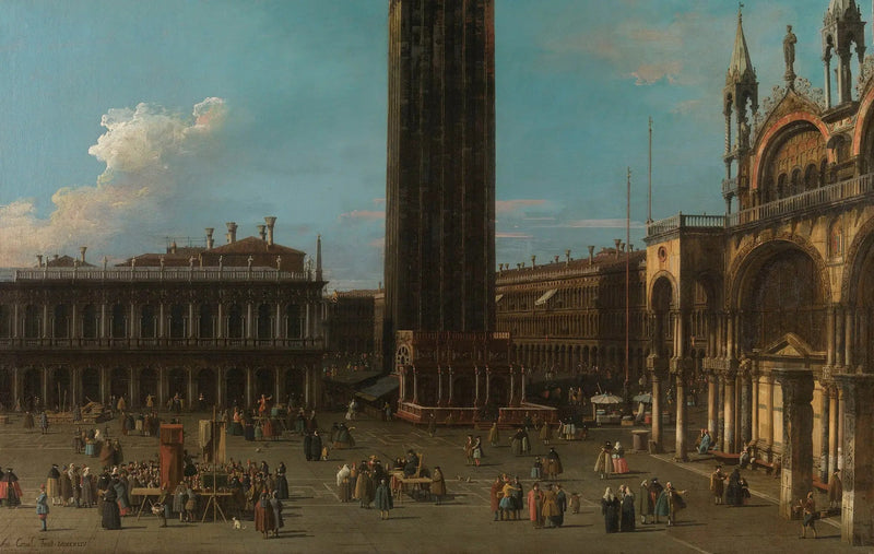 ヴェネツィア：ピアッツェッタ広場と鐘楼、サンマルコ側 - カナレット

Source:
Venise : la Piazza de la Piazzetta avec le campanile et le côté de San Marco - Canaletto