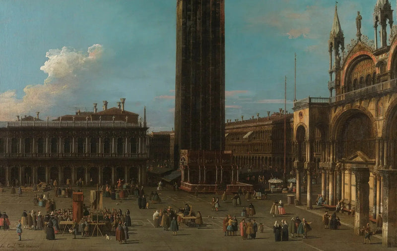 ヴェネツィア：ピアッツェッタ広場と鐘楼、サンマルコ側 - カナレット

Source:
Venise : la Piazza de la Piazzetta avec le campanile et le côté de San Marco - Canaletto