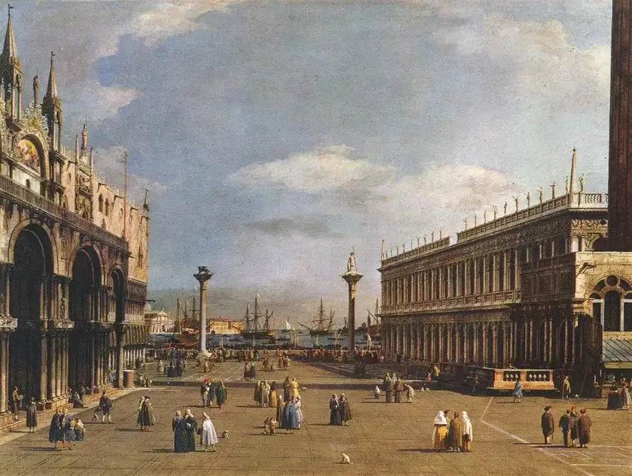 Venise : la Piazzeta et la bibliothèque San Marco - Canaletto image 1 reproduction de peinture à l’huile