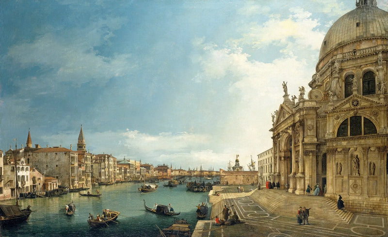 ヴェネツィア：サンタ・マリア・デッラ・サルーテとグランド・カナル、バチーノ方面 - カナレット

Source:
Venise : le Grand Canal avec Santa Maria della Salute, vers le bacino - Canaletto